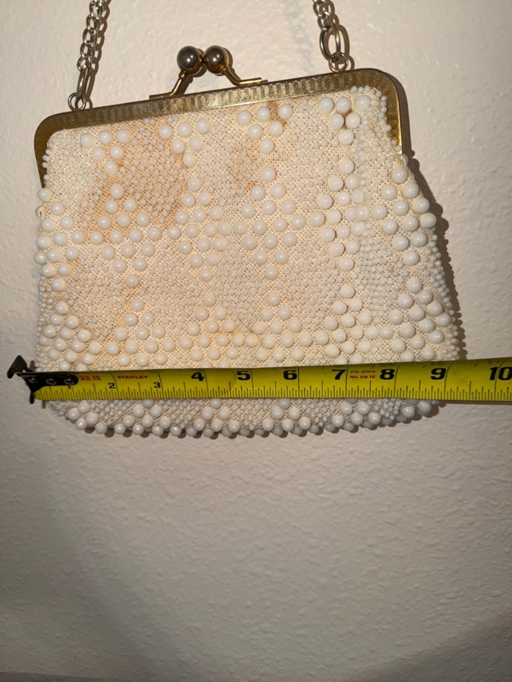 Vintage JOHN WIND Beaded White Evening Handbag/Purse Made in Taiwan - Picture 5 of 6